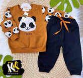 beautiful panda printed kids suit
